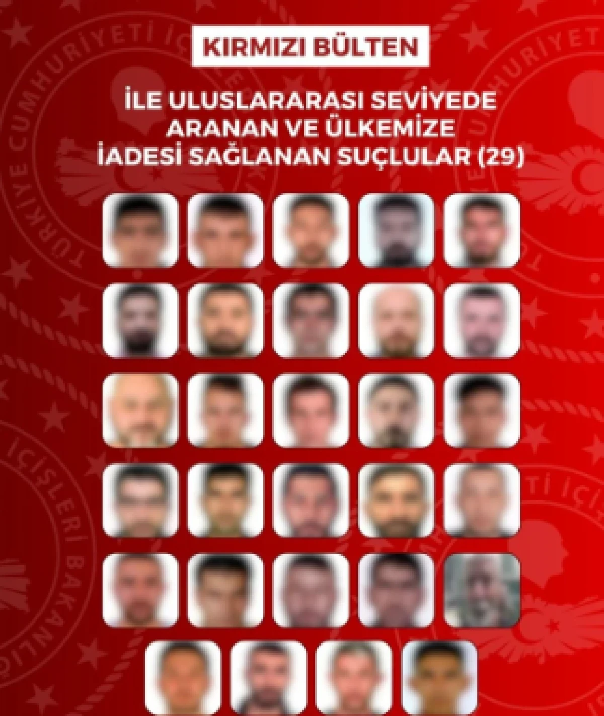 29'u kırmızı b&uuml;ltenle, 47'si ulusal seviyede aranan 76 su&ccedil;lu T&uuml;rkiye'ye getirildi