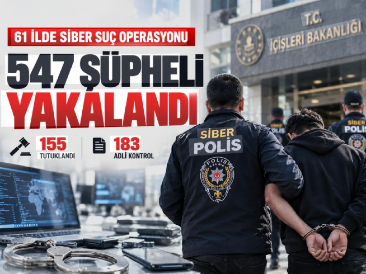 61 ilde siber su&ccedil; operasyonu: 547 ş&uuml;pheli yakalandı, 155&rsquo;i tutuklandı