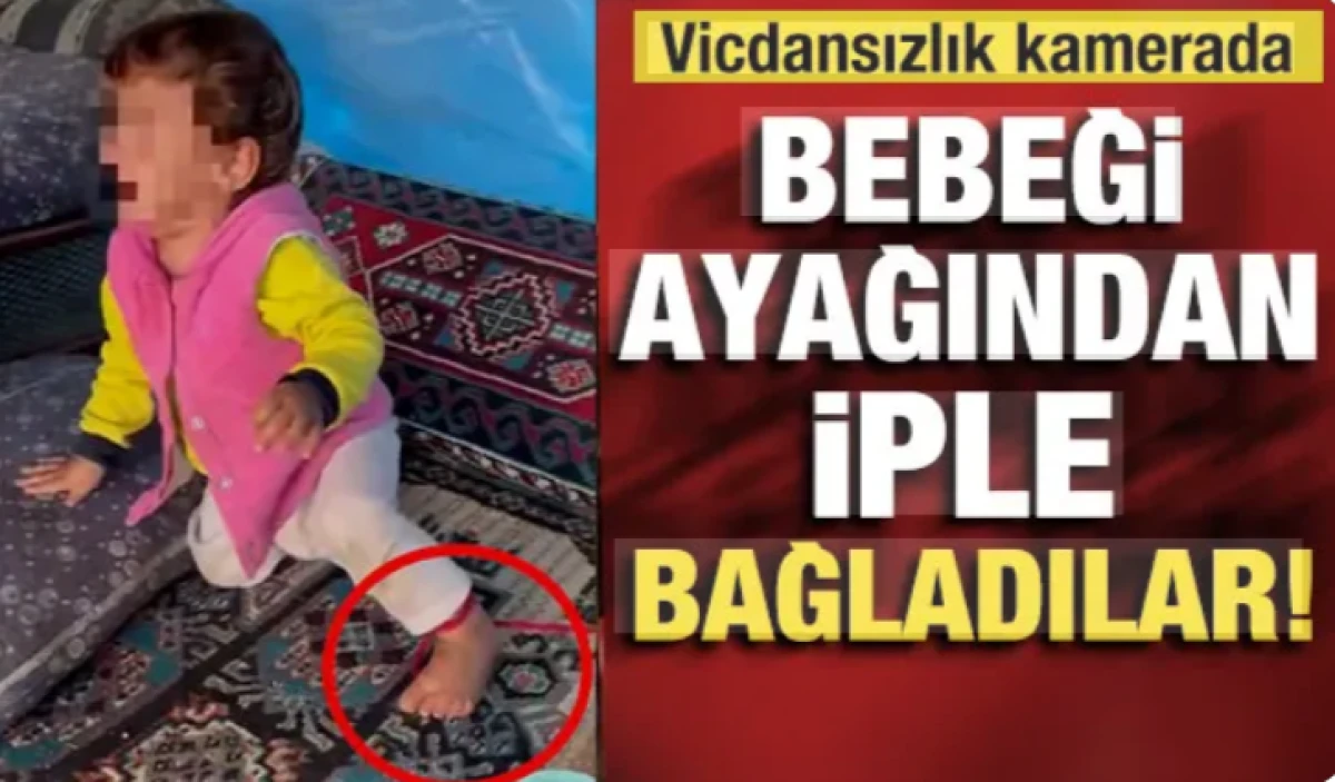 Adana'da y&uuml;rek sızlatan g&ouml;r&uuml;nt&uuml;: "Durmuyor" bahanesiyle ayağından iple bağladılar