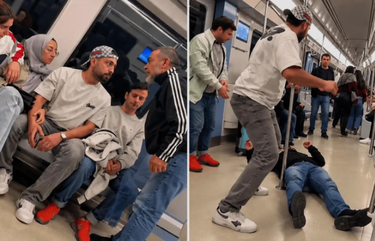 Ankara metrosunda yer verme kavgası: Tek yumrukla hakkını verdi!