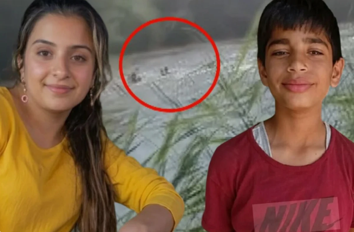 Aydın'da Eda ve Şahin'in nehirde akıntıya kapıldıkları anlar kamerada