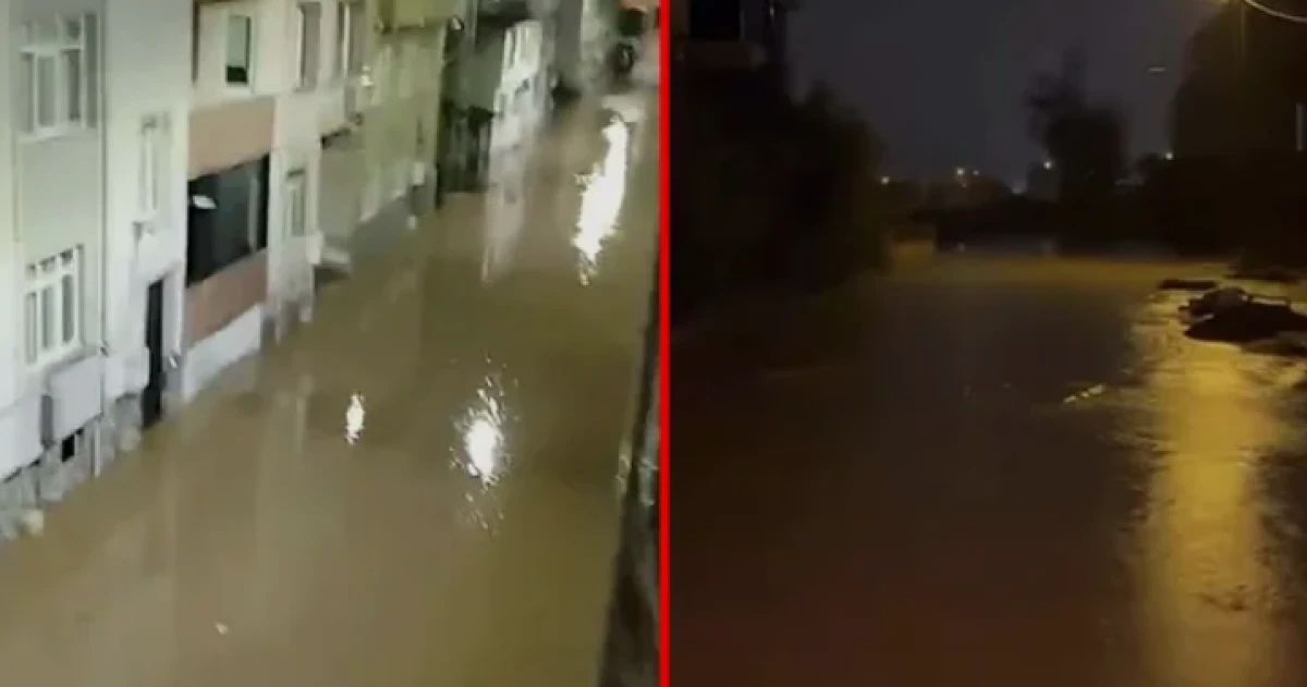 &Ccedil;anakkale şiddetli sağanak sonrasında cadde ve sokaklar g&ouml;le d&ouml;nd&uuml;