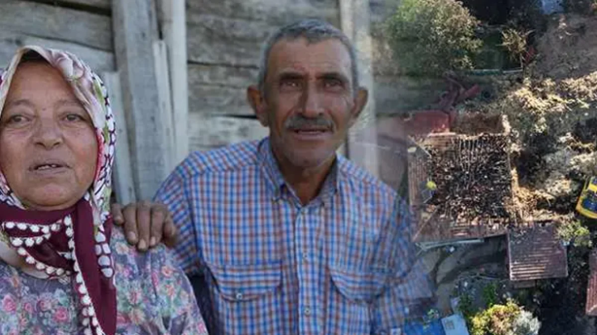 Evleri yanan kadın g&ouml;zyaşı d&ouml;ken kocasını teselli etti