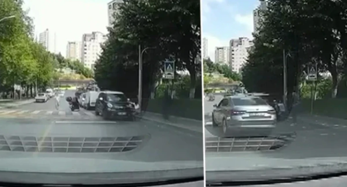 İstanbul'da kayan otomobili kaputuna asılarak durdurdu: O anlar kamerada