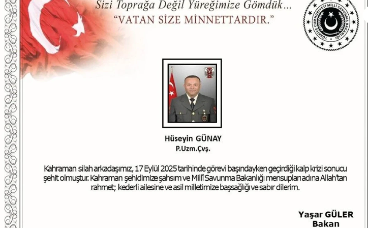 Kalp krizi ge&ccedil;iren Uzman &Ccedil;avuş şehit oldu