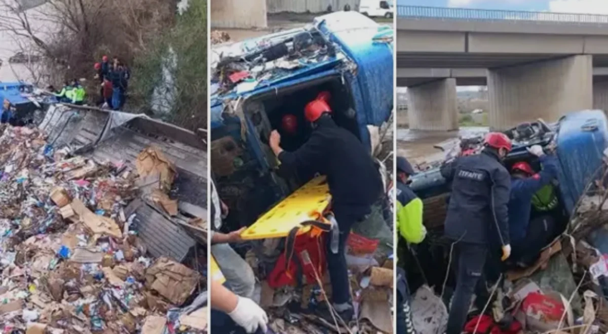 Kontrolden &ccedil;ıkan tır Hamıs &Ccedil;ayı'na d&uuml;şt&uuml;              