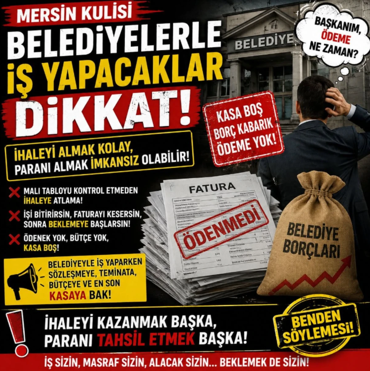  MERSİN KULİSİ  BELEDİYELERLE İŞ YAPACAKLAR DİKKAT!