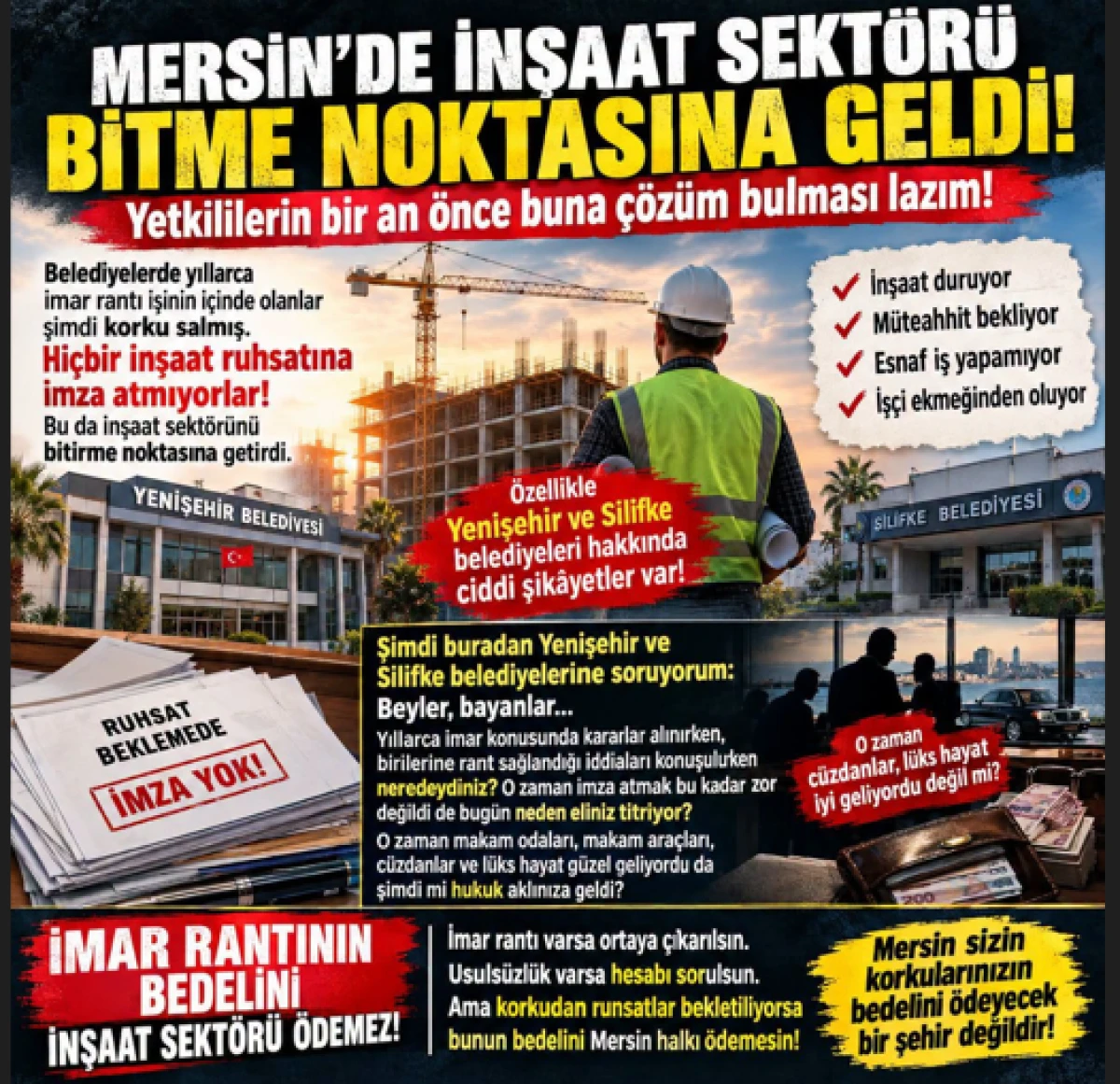 MERSİN&rsquo;DE İNŞAAT SEKT&Ouml;R&Uuml; CAN &Ccedil;EKİŞİYOR!