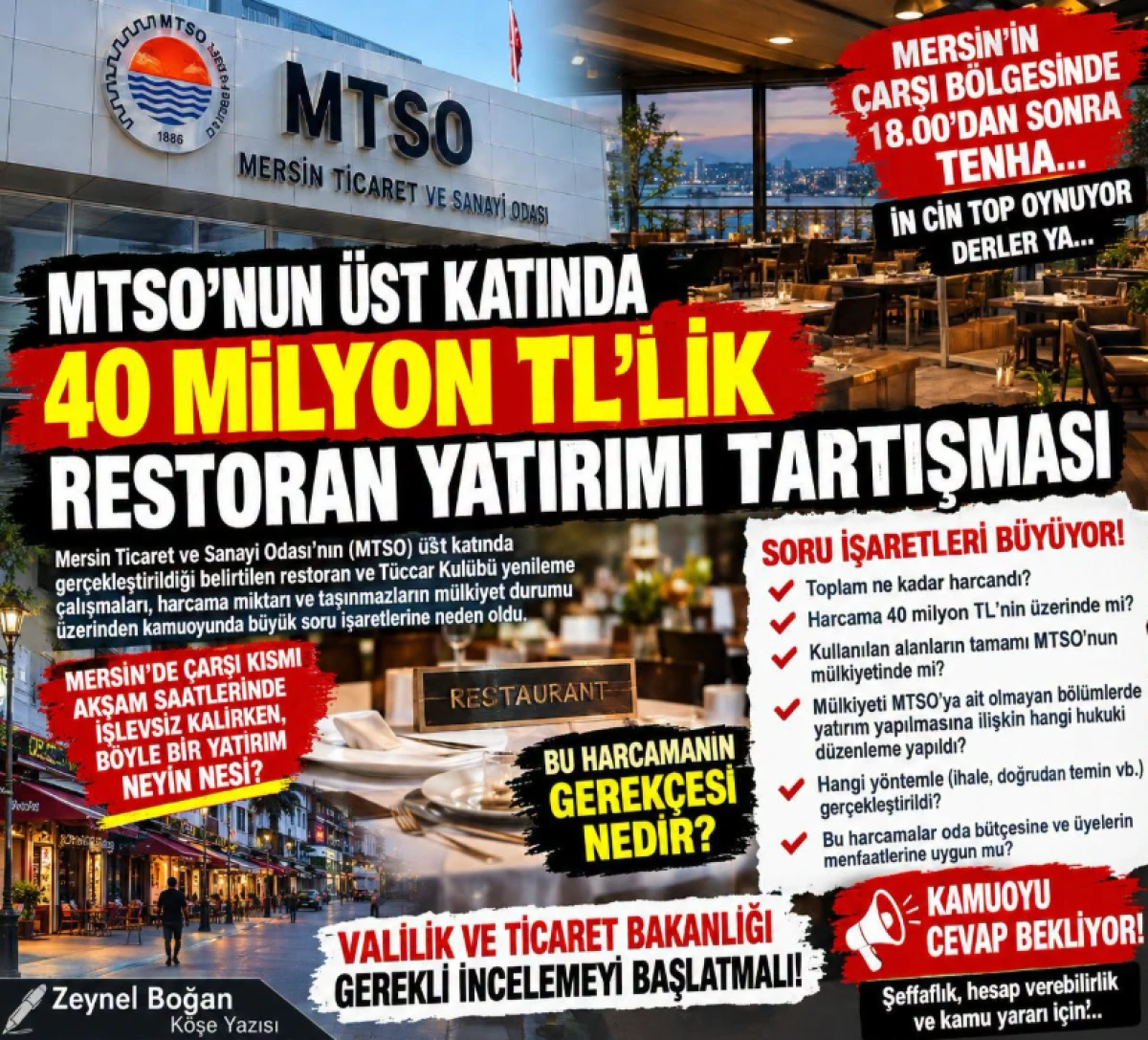 MTSO&rsquo;DA 40 MİLYON TL&rsquo;LİK RESTORAN YATIRIMI TARTIŞMASI: &ldquo;BU HARCAMANIN GEREK&Ccedil;ESİ NEDİR?&rdquo;