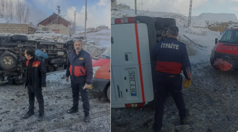 Öğretmenleri taşıyan minibüs devrildi    