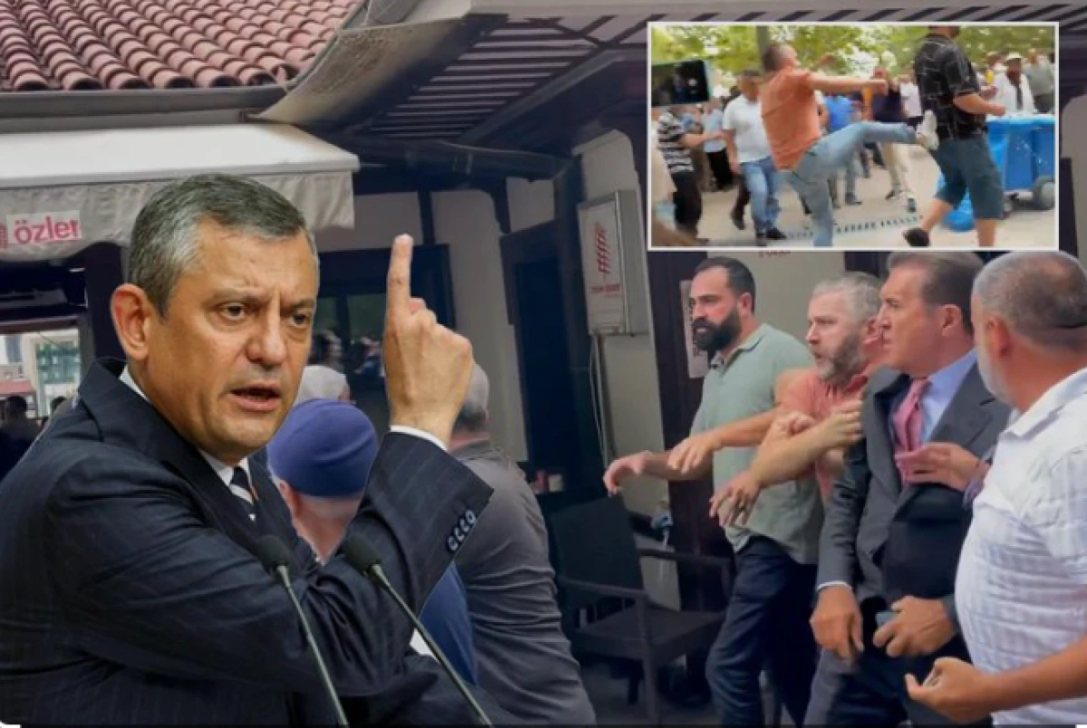 &Ouml;zg&uuml;r &Ouml;zel'in cuma namazı &ccedil;ıkışında tekmeli arbede