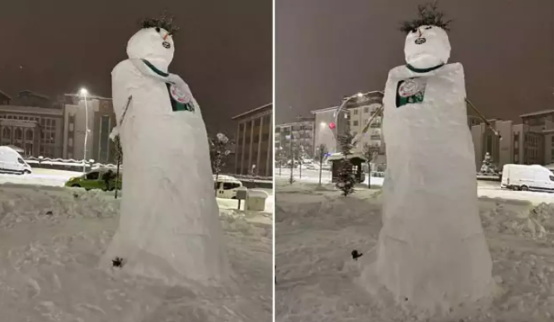 Rize'de 4,5 metrelik kardan adam             