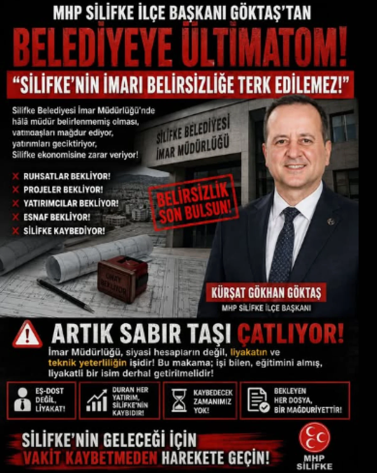 SİLİFKE BELEDİYESİ&rsquo;NDE İMAR KRİZİ PATLADI!