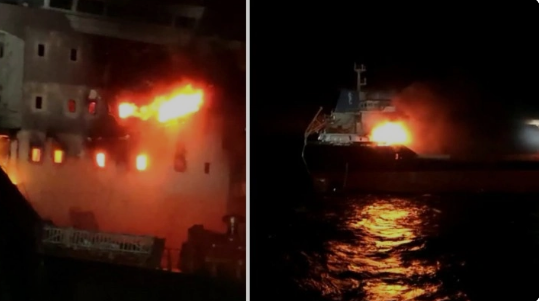 Sinop'ta kuru yük gemisinde korkutan yangın! 