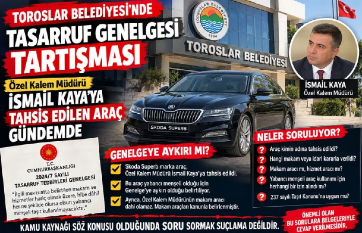 Toroslar Belediyesi&rsquo;nde Tasarruf Genelgesi Tartışması: Harcamalar Mercek Altında