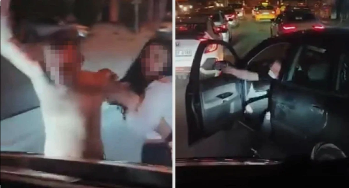 Trafikte sinirlerine hakim olamayan s&uuml;r&uuml;c&uuml; tartıştığı s&uuml;r&uuml;c&uuml;ye saldırdı   