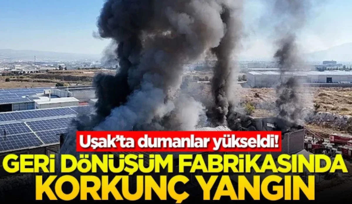Uşak'ta dumanlar y&uuml;kseldi! Geri d&ouml;n&uuml;ş&uuml;m fabrikasında korkun&ccedil; yangın