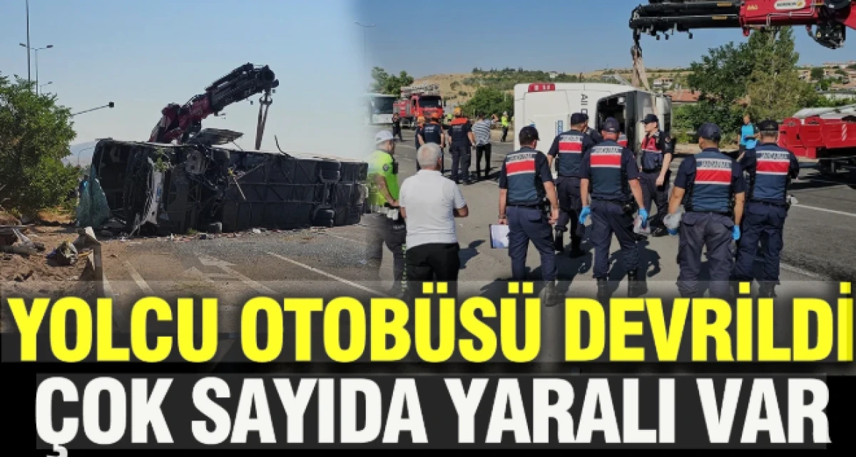 Yolcu otob&uuml;s&uuml; devrildi: &Ccedil;ok sayıda yaralı var